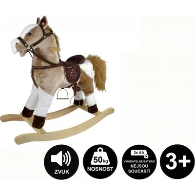 Teddies Kůň houpací světle hnědý plyš na baterie 71cm se zvukem a pohybem nosnost 50kg v krabici 62x56x19cm – Zboží Dáma