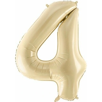 PartyDeco Fóliový balón narozeninové číslo 4 béžový 72 cm