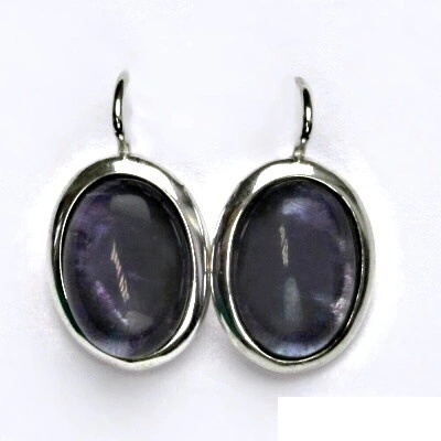 Čištín Stříbrné náušnice, přírodní kámen fluorit - NK 1454