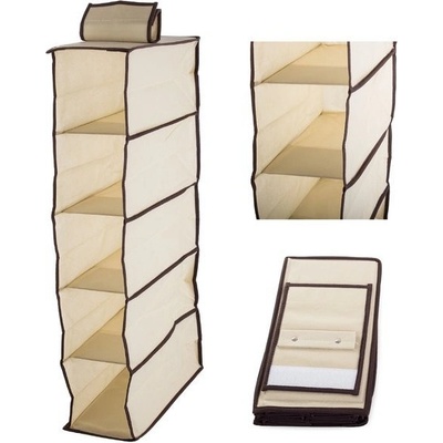 Verk 01336 Závěsný organizér s 5 přihrádkami 30x15x70cm béžová