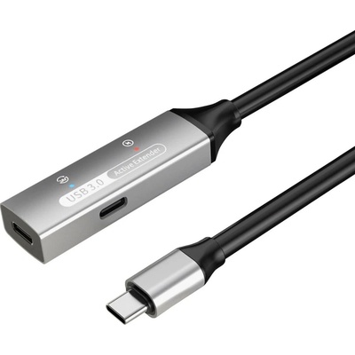 PremiumCord ku3rep15al USB 3.2 repeater a prodlužovací Male-Female, 5Gbps, 15m, stříbrný