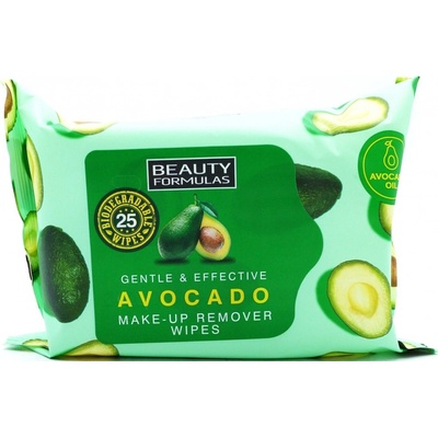 Beauty Formulas Avocado odličovací pleťové ubrousky s avokádovým olejem 25 ks