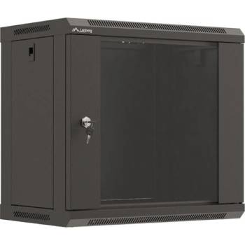 Lanberg rack cabinet 19" wall-mount 9U/540x350 (flat pack) with glass door black (WF03-5309-10B)
