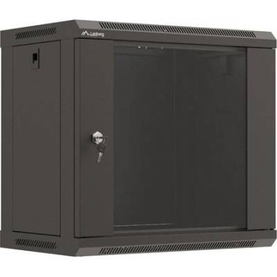 Lanberg rack cabinet 19" wall-mount 9U/540x350 (flat pack) with glass door black (WF03-5309-10B)