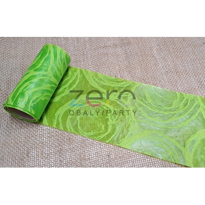 Fólie/stuha dekorační 12 cm x 200 cm - zelená s ornamenty