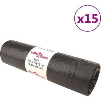 Image 1 of vidaXL Торбички за боклук с връзки 150 бр черни 240 л (155345)