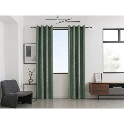Textilomanie Zatemňovací závěs LOOM VELVET 140x250 cm, zelený Zavěšení: Řasící páska