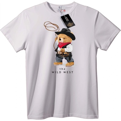 NOONEBRAND Тениска Мечка от Дивия запад - 2XL, White