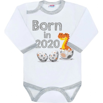 NEW BABY Body s potlačou New Baby Born in 2020 sivo biele