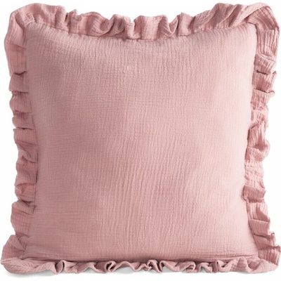 Takoy Povlak na polštář 45x45 cm mušelínový s ozdobným volánem na okrajích pudrový MUŠELÍN 1-HF-483709 | 45 x 45 cm