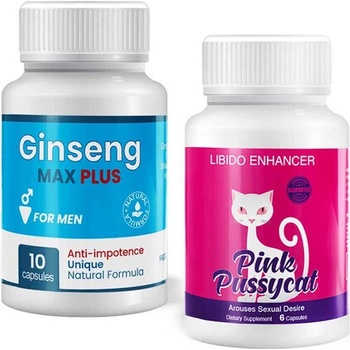 Ginseng Max Plus 10 капсули за потенция + Възбуждащо хапче за жени Pink Pussycat 6 капсули