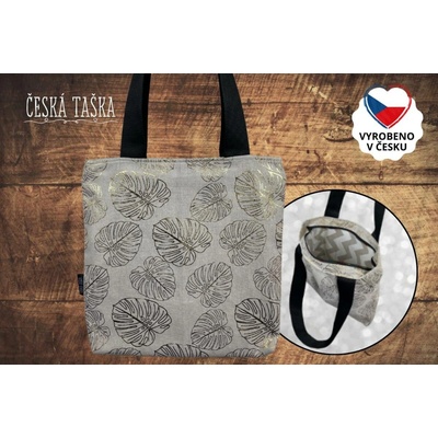 Česká Taška Taškokabelka GOLDEN LEAVES L ručně šitá Česká Taška se zigzag podšívkou a zipem 38×38 cm