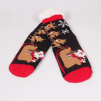 Image 1 of Дамски зимни чорапи в черно с Дядо Коледа и шейната