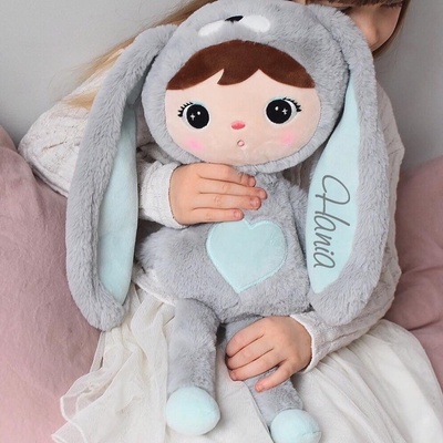 Metoo dolls Zajačik šedo-mintový 50cm
