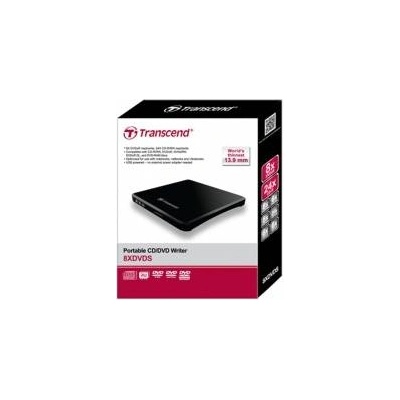 Transcend 8X DVD, SLIM TYPE, USB, BLACK Portable DVD Writer Black, Black, DVDąR/RW, USB 2.0, CD-R, DVD+R, DVD+R DL, DVD+RW, DVD-R, DVD-R