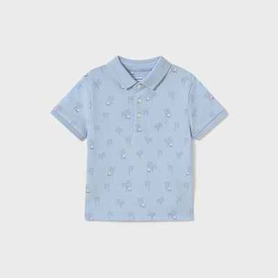 MAYORAL Поло тениска къс ръкав палми в небесносин цвят за мини момче Майорал