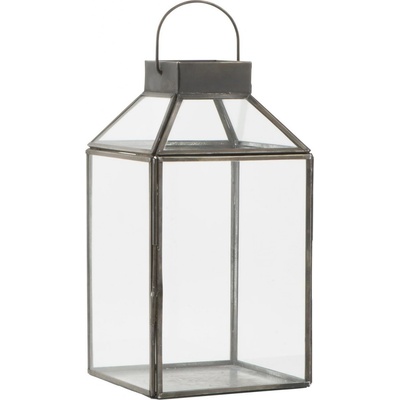 IB LAURSEN Skleněná lucerna Norr Black 25,5 cm, šedá barva, černá barva, čirá barva, sklo, kov