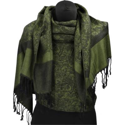 Elegantní dámská zimní šála Klean černá tmavě zelená