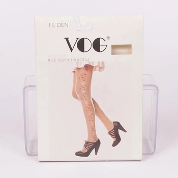 Image 1 of Чорапогащник в сив цвят с нежни лилави цветя - 15 den