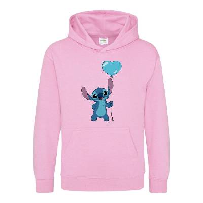 Юношески суичър Character Disney Printed Junior Valentines Day Hoodie - Stitch Balloon