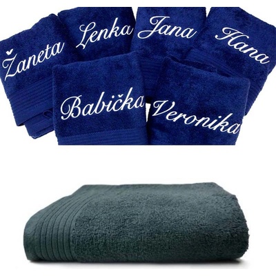 Zelenáčky ručník s výšivkou jména na přání bavlna 50 x 100 cm antracit