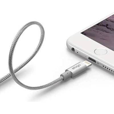 elago Aluminum Lightning USB Cable - USB кабел за iPhone 6, iPhone 6 Plus, iPad, iPod и всеки Apple продукт с Lightning вход (сребрист)