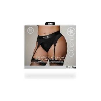 Boss of Toys Shots Vibrating Adjustable Strap-On Thong XL/XXL with Garters Black