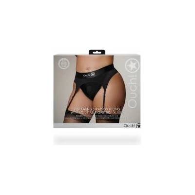 Boss of Toys Shots Vibrating Adjustable Strap-On Thong XL/XXL with Garters Black
