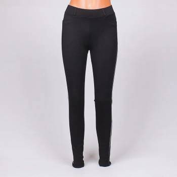 Image 1 of Елегантен клин в черен цвят с кожена лента и джобове отзад