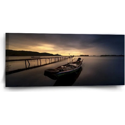 Sablio Obraz Loďka na jazere 2 - 110x50 cm