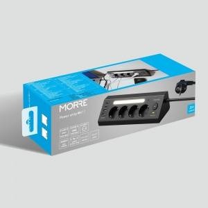 Tiross MORRE CORNER POWER STRIP 4G 2xUSB 2xUSB-C MIX COLOR WHITE/BLACK