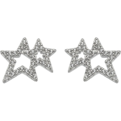 Hot Diamonds Hviezdičkové strieborné náušnice s diamantom a topazmi Shimmer DE875