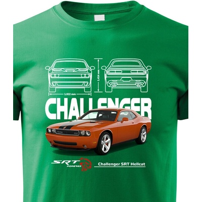 Dětské tričko Dodge Challenger SRT Hellcat Zelená Velikost Canvas Bezvatriko.cz 2321