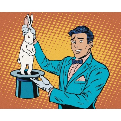 Zuty Malování podle čísel POP ART KRÁLÍK V KLOBOUKU