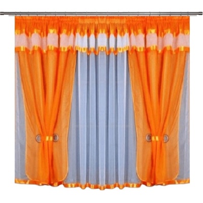 BytoTex Voálová kusová záclona se závěsem Alena oranžová 400x150 cm