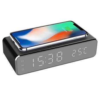 Iris DC-120-B-Qi 15W с Qi безжично зарядно устройство, температурен дисплей, функция за аларма, черен цифров часовник IRIS DC-120-B-QI (IRIS DC-120-B-QI)