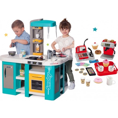 Smoby Set kuchynka elektronická Tefal Studio 360° XL Bubble a kaviareň a čokoládovňa 100% Chef