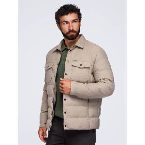 Ombre Clothing Мъжко ватирано риза яке с класически яка - черно V1 OM-JALP-0256 Ombre Clothing Ombre Clothing | Cheren | МЪЖЕ | S