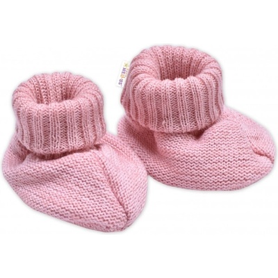 Baby Nellys pletené botičky/capáčky STAR Hand Made pudrově růžové