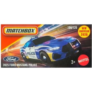 Mattel Matchbox: Малка кола в картонена кутия 2025 Ford Mustang Полиция (JHP98)