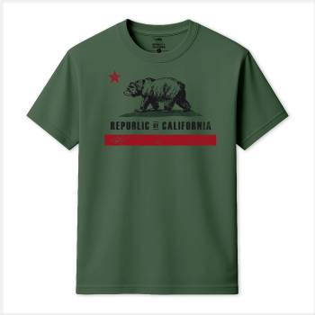 Republic of California Тениска Republic of California Men's Old Flag T-Shirt - Military Green