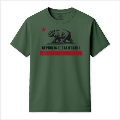 Republic of California Тениска Republic of California Men's Old Flag T-Shirt - Military Green