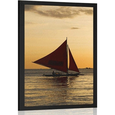 Plakát nádherný západ slunce na moři - 40x60 white