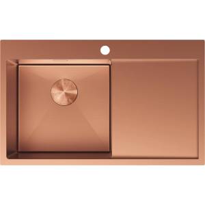 Mexen Exar стоманена мивка с 1 отделение и сушилня, лява 780 x 480 mm, мед (6433781010L-65) Мивка за вграждане