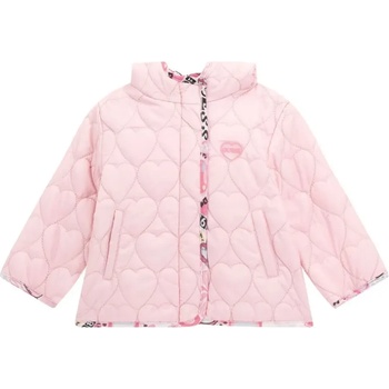 GUESS Преходно яке за бебе момиче в светло розов цвят с цип и качулка Guess