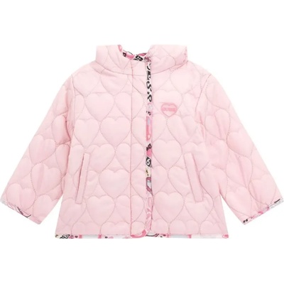GUESS Преходно яке за бебе момиче в светло розов цвят с цип и качулка Guess
