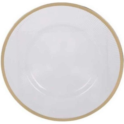 Home Styling Collection Průhledný talíř s zlatým dekorem Ø 33 cm vzor 4 bílá