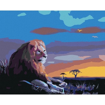 Zuty Malování Podle Čísel Osamělý Lev Při Západu Slunce D. Rusty Rust 80 x 100 Cm Plátno 8596530174981