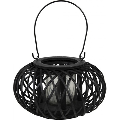 Černá dřevěná závěsná lucerna Bamboo – 23x12 cm