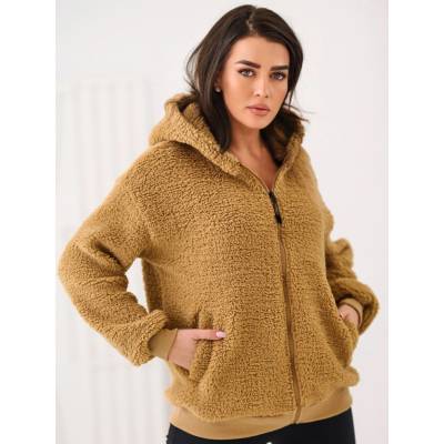 Factory Price dámska mikina na zips camel biela hnedá